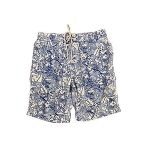 Coolibar Blue Floral Pattern Drawstring Waist Swim Shorts Mens Large‎